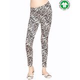 Spunkies Full Length All Over Zebra Animal Printed Organic Cotton Leggings - Black