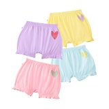 Plan B Pack Of 4 Heart Placement Printed Bloomers - Lavender Peach Mint Green & Lemon Yellow