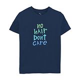 Zeezeezoo Half Sleeves No Hair Dont Care Print T Shirt - Navy Blue