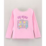 Vitamins Full Sleeves Cotton Top Glitter Text Print - Pink