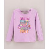 Vitamins Full Sleeves Cotton Top Glitter Text Print - Pink