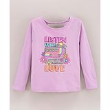 Vitamins Full Sleeves Cotton Top Glitter Text Print - Pink