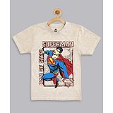 Kidsville Half Sleeves Superman Featured Print T Shirt - Beige