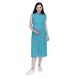 Mothersyard Sleeveless Motif Print A Line Maternity And Nursing Dress - Sea Green