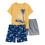 Carters Carter's Toddler 3 Piece Palm Trees Loose Fit PJs - Yellow Blue & Grey