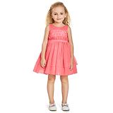 Peppermint Sleeveless Pearl Detailed Yoke With Hglitter Finish Pleated Fit & Flare Dress - Pink