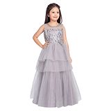 Betty By Tiny Kingdom Sleeveless Sequin Embellished Bodice Layered Tulle Party Wear Gown - Lilac