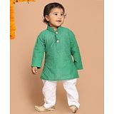 Vastramay Full Sleeves Solid Kurta & Pajama Set - Green