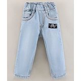 Little Kangaroos Full Length 100% Cotton Washed Baggy Fit Denim Jeans - Light Blue