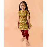 Fairies Forever Half Sleeves Kalamkari Print Kurta With Dhoti - Green