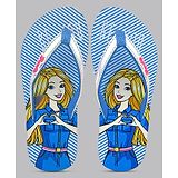 Kidsville Striped & Barbie Printed Flip Flops - Blue