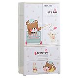 Polka Tots Kids Wardrobe Storage Convertible Collapsible Almirah Plastic Closet For Clothes With Hanging & Drawer Teddy- White