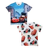 Disney By Wear Your Mind Pack Of 2 Half Sleeves Cars Printed Tees - Sky Blue White & Red