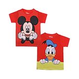 Disney By Wear Your Mind Pack Of 2 Half Sleeves Mickey Mouse & Donald Duck Printed Tees - Red