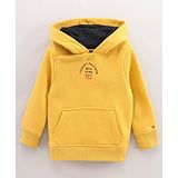 Tommy Hilfiger Cotton Knit Full Sleeves Slim Fit Sweatshirt with Hood - Tuscan Yellow