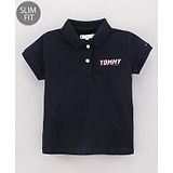 Tommy Hilfiger Half Sleeves Slim Fit T-Shirt Logo Print - Black