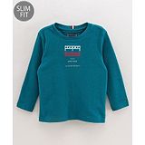 Tommy Hilfiger Cotton Knit Full Sleeves Slim Fit T-Shirt Logo Embroided - Blue