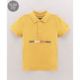 Tommy Hilfiger Cotton Knit Half Sleeves Slim Fit T-Shirt Stripes Print- Yellow