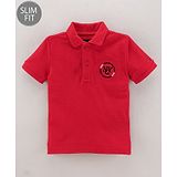 Tommy Hilfiger Half Sleeves Slim Fit T-Shirt Logo Print - Red