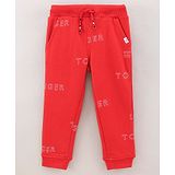 Tommy Hilfiger Full Length Track Pant Text Print - Red