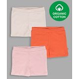 Nino Bambino 100% Organic Pack Of 3 Cotton Solid Shorts - Cream Orange Light Pink