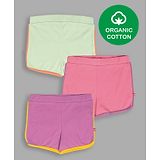 Nino Bambino 100% Organic Pack Of 3 Cotton Solid Shorts - Mint Green Pink Purple