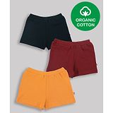 Nino Bambino 100% Organic Pack Of 3 Cotton Solid Shorts -  Black Maroon Yellow