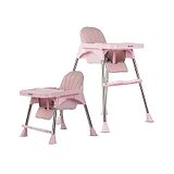 Baybee 3 in 1 Invictus Convertible High Chair for Kids with Adjustable Height and Footrest Baby Toddler Feeding Booster Seat with Tray Safety Belt and Cushion Seat - Pink