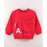 Little Kangaroos Full Sleeves Sweatshirt Text Print - Red