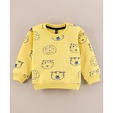 Little Kangaroos Full Sleeves Sweatshirts Animal Face Print - Yellow