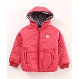 Little Kangaroos Full Sleeves Solid Hooded Quilted Jacket - Red