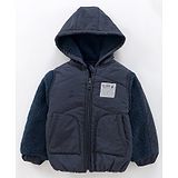 Little Kangaroos Full Sleeves Quilted Winter Jacket - Navy