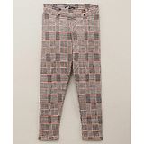 Vitamins Full Length  Check Trousers- Orange White