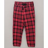 Vitamins Full Length Yarn Dyed Jacquard Checks Trouser - Red