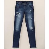 Vitamins Full Length Washed Distressed Jeans - Raw Blue