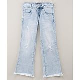 Vitamins Full Length Flare Washed Denim Jeans  - Blue