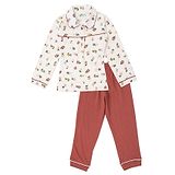 Earth Conscious Full Sleeves Flower Print Night Suit - Off White & Rust