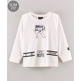 RUFF Cotton Knit Full Sleeves T-Shirt Text Printed - Off White