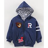 Cucumber Full Sleeves Hooded Winter Jackets Animal Patch And Text Print - Red