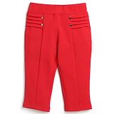 Tiny Girl Placement Pleated & Button Detailed Capri - Red