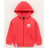 Little Kangaroos Full Sleeves Hooded Sweatshirt Bear Print - Red