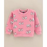 Little Kangaroos Full Sleeves Vehicle Print T-Shirt - Pink