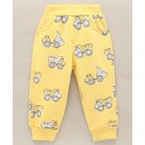 Little Kangaroos Full Length Fleece And Woollen Lounge Pant Truck Print - Yellow