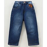 Little Kangaroos Little Kangaroo Full Length Denim Jeans Text Patch - Dark Blue