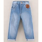 Little Kangaroos Little Kangaroo Full Length Denim Jeans Text Patch - Light Blue