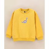 Little Kangaroos Full Sleeves Sweatshirt Dinosaur Patch - Yellow