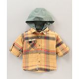 Little Kangaroos Full Sleeves Hooded Shirt Checks - Yellow