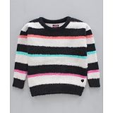 Vitamins Tops Full Sleeves Cotton STRIPED FLAT KNIT winter TOP,HAIRY YARN Girl OFF WHITE 26