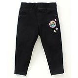 Vitamins Full Length Jeggings Patch Work -Black