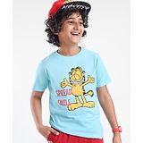 Pine Kids Half Sleeves Garfield Collection Biowashed T-Shirt - Blue